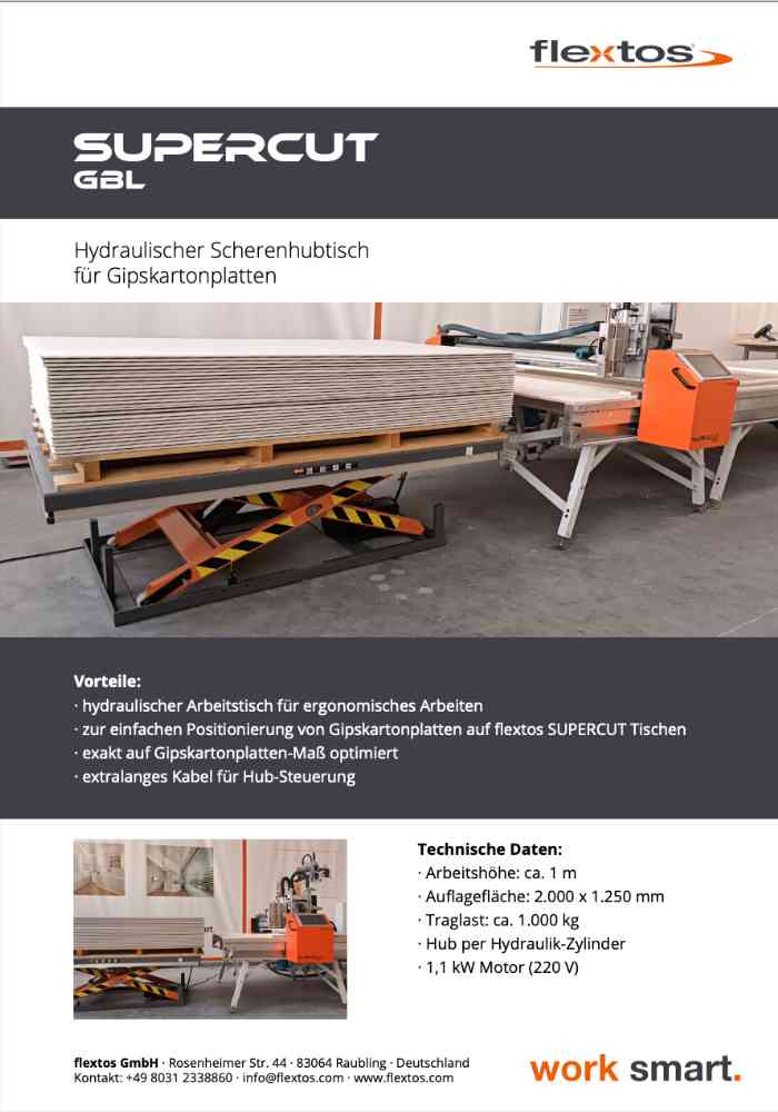 SUPERCUT GBL Hydraulischer Scherenhubtisch für Gipskartonplatten